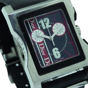 B210225 - 131: Reloj de acero marca dior con brazalete de caucho. (marca verificada).