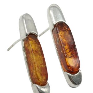 B220712 - 102: Pendientes de plata y ambar.